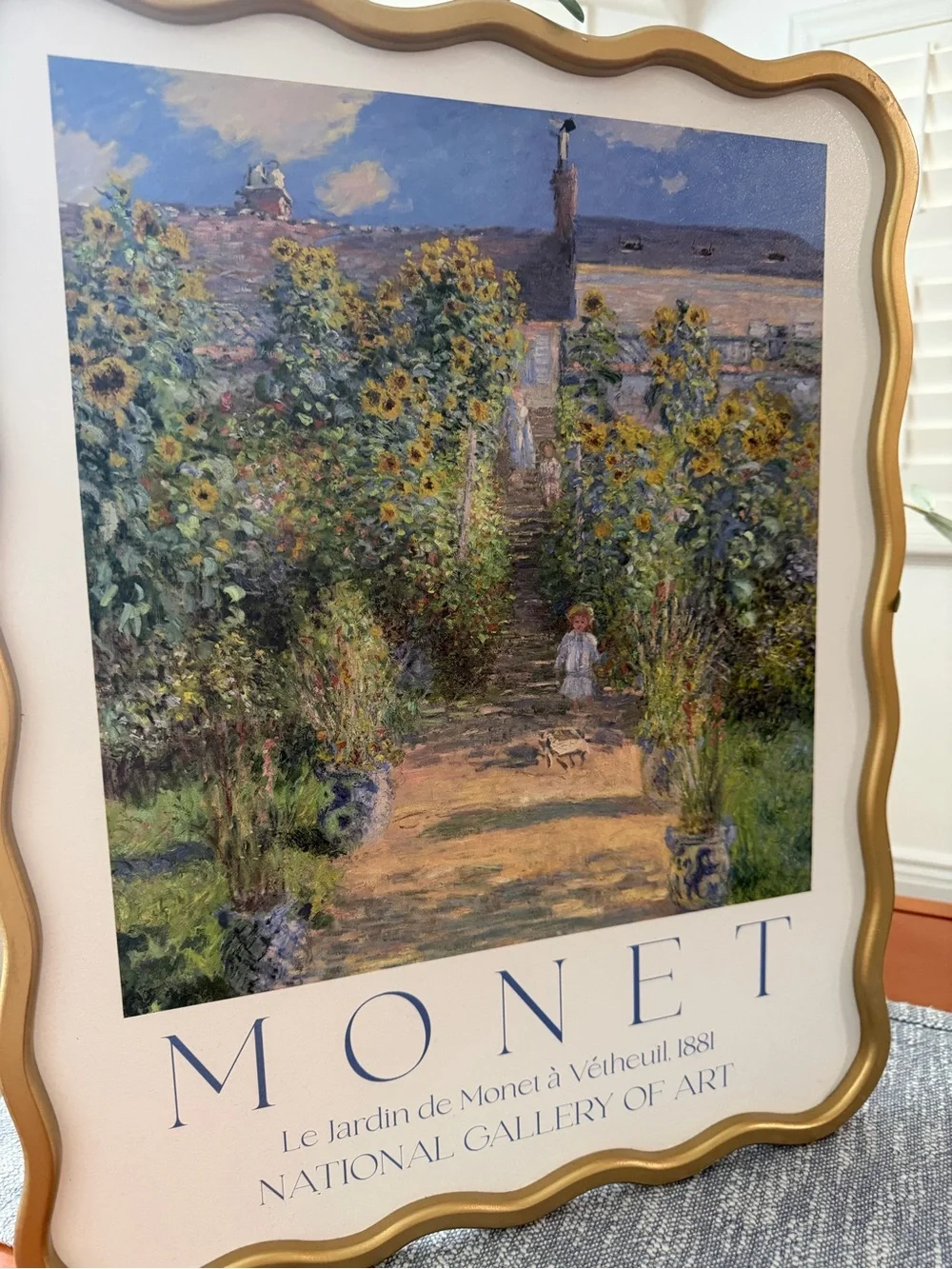 19x16”The Artist's Garden at Vétheuil by Claude Monet Print with golden frame